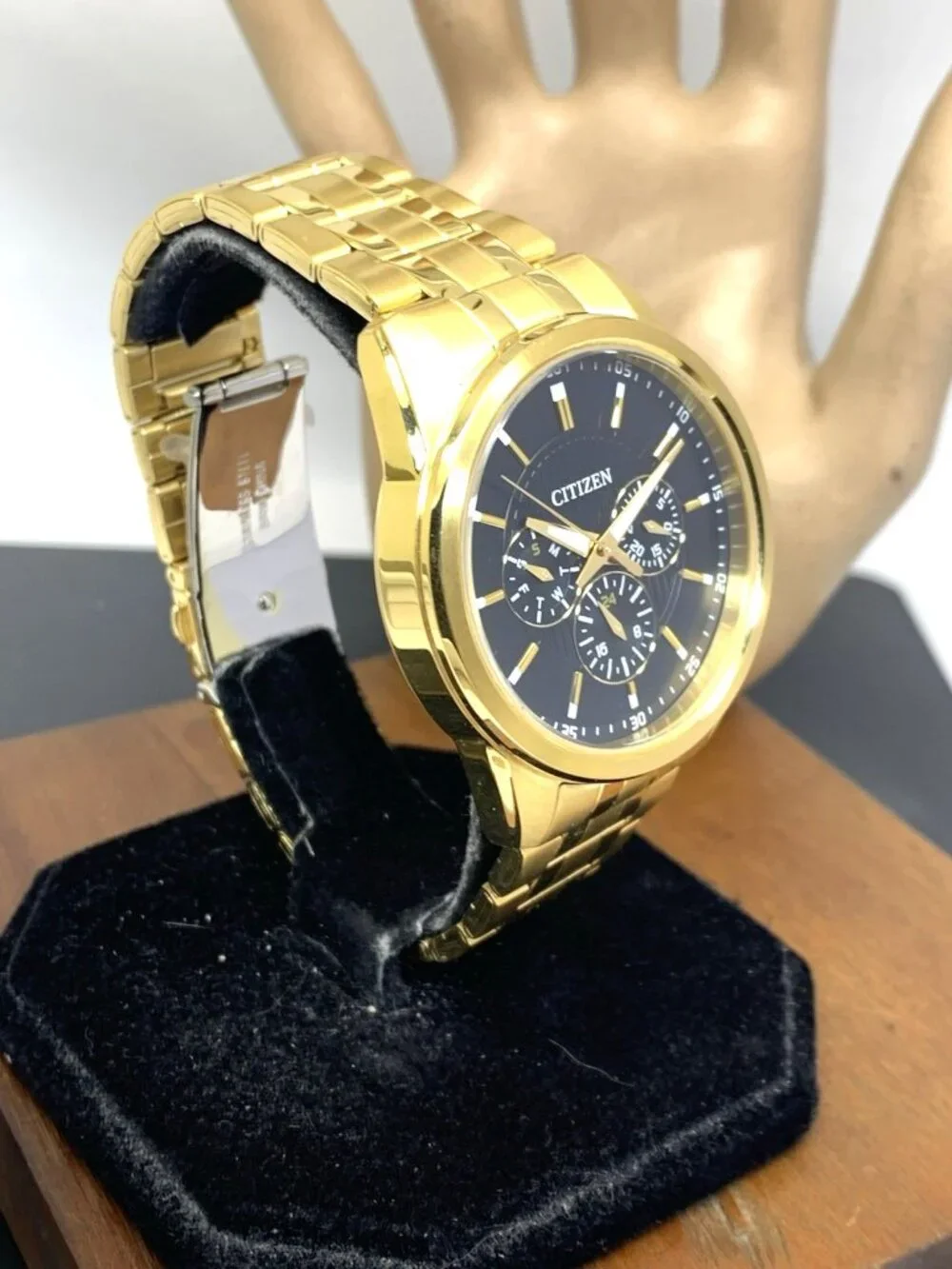 Citizen Men's Watch AG8342-52L Quartz Black Dial Gold Stainless Steel 42mm
